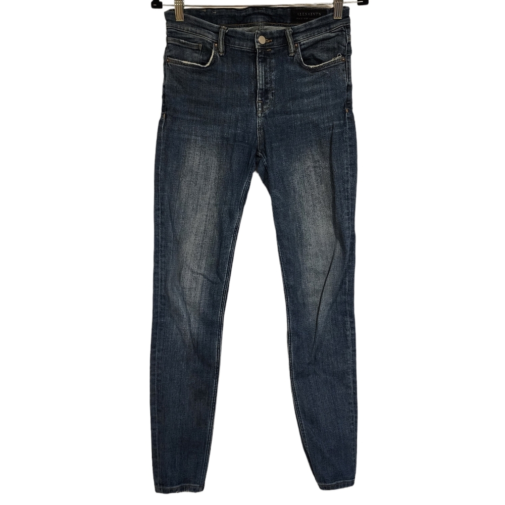 AllSaints Grace Skinny Jeans Mid Wash High Rise Stretch Denim Jean Pants sz 30